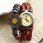 Handmade Weave Sunflower Bracelet Watch-brown