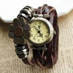 handmade Weave Sunflower Bracelet Watch-dark brown