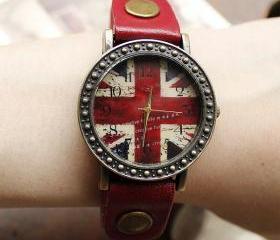 Fashion British Flag Watches-red