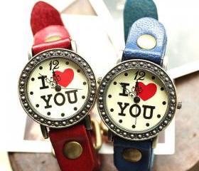 Retro Romantic I love You Watches-red