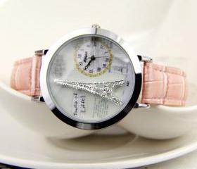 Romantic Dimensional Fimo Eiffel Tower Fashion Watch - pink