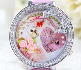 Romantic Bow Rose Polymer Clay Watch